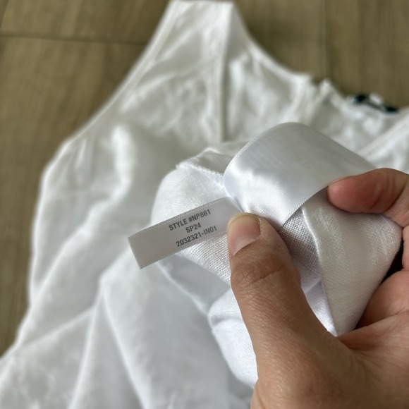 Madewell The Ariana V-Neck Mini Dress Eyelet White Linen Size Medium M Back Zip - Picture 6 of 7